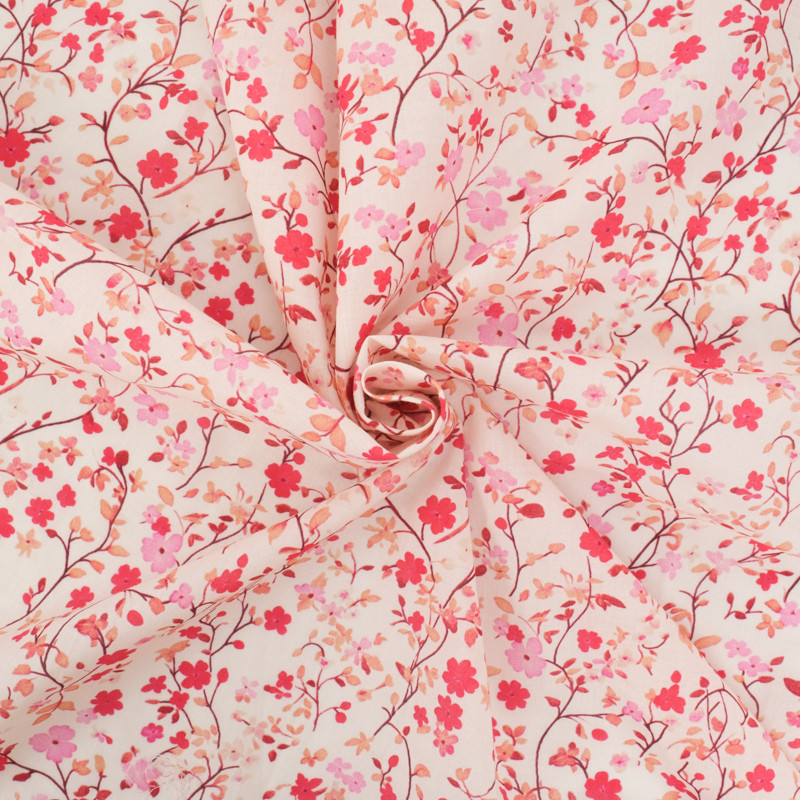 Popeline de Coton Mila Pink Collection Fleur du Japon - Maison Klem